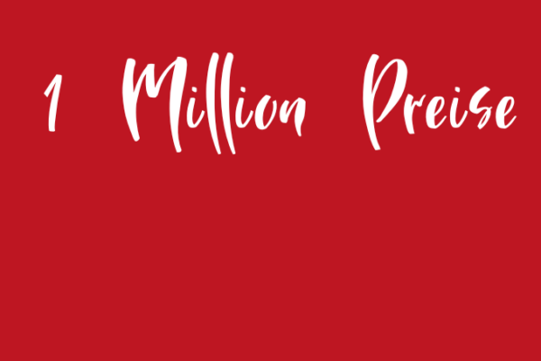 Ziffern oder Zahlwörter: Roter Hintergrund, darauf steht in weißer Schrift "Über 1 Million Preise ...?"